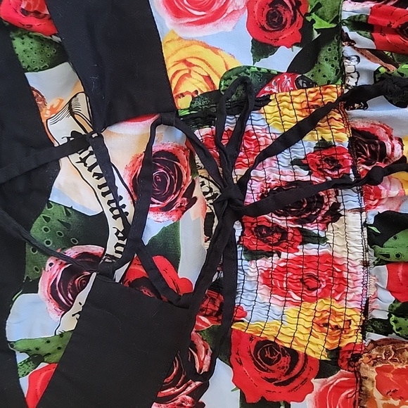 hell bunny dress Frida Kahlo Dua de los muertos rockabilly 50s style black red - Picture 8 of 8